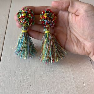 Dangling multi colored earrings